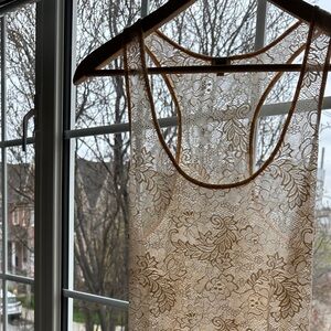 Wilfred Aritzia pink lace Madeline racerback tank dress